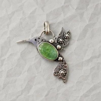 Colgante Plata Fluorita Verde Colibri