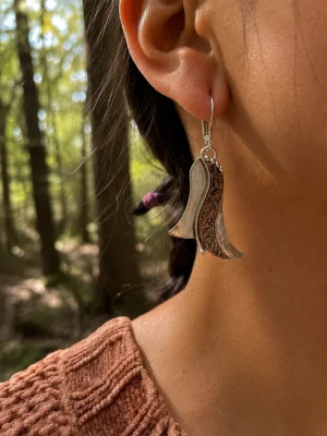 aros plata cobre copihue colgante 2
