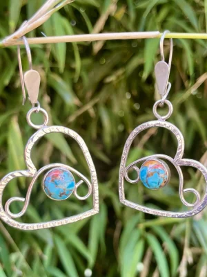 aros plata y turqueza mohave corazon - 69.800