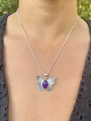 colgante plata amatista mariposa - 69800